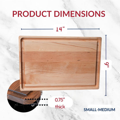 Made in USA Black Walnut Wood Cutting Board - Butcher Block Wooden Carving Board with Juice Well made from Sustainable Hardwood (17x11)