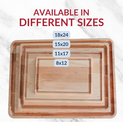 Made in USA Black Walnut Wood Cutting Board - Butcher Block Wooden Carving Board with Juice Well made from Sustainable Hardwood (17x11)