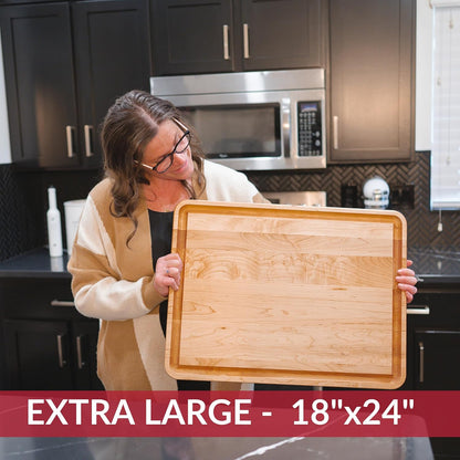 Made in USA Black Walnut Wood Cutting Board - Butcher Block Wooden Carving Board with Juice Well made from Sustainable Hardwood (17x11)