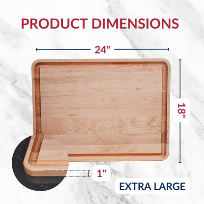 Made in USA Black Walnut Wood Cutting Board - Butcher Block Wooden Carving Board with Juice Well made from Sustainable Hardwood (17x11)