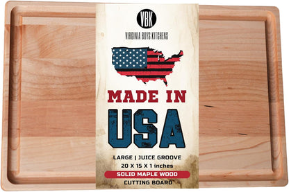 Made in USA Black Walnut Wood Cutting Board - Butcher Block Wooden Carving Board with Juice Well made from Sustainable Hardwood (17x11)