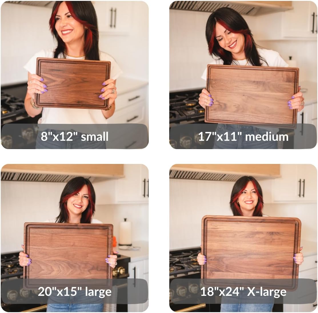 Made in USA Black Walnut Wood Cutting Board - Butcher Block Wooden Carving Board with Juice Well made from Sustainable Hardwood (17x11)