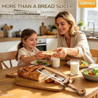 Adjustable Bread Slicer, Bread Knife for Homemade Bread, Manual Slicer Cutter Sharp Serrated Stainless Steel Blade Sourdough Tools for Baguettes, Bagels & Loaves, Ideal Gift for Bakers