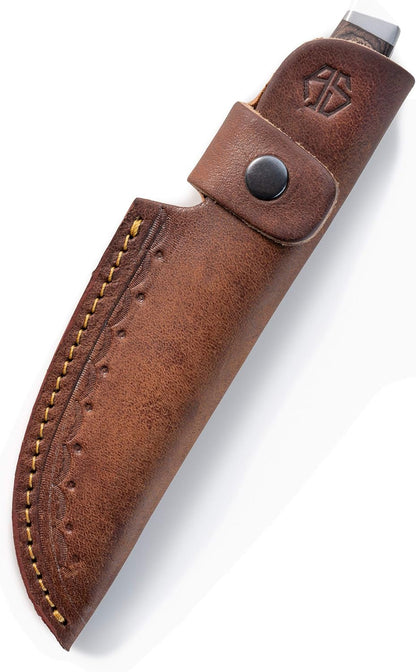 Premium knife sheath with belt clip – handmade knife holster made of genuine buffalo leather – knife leather pouch for hunting & kitchen – Tommy brown