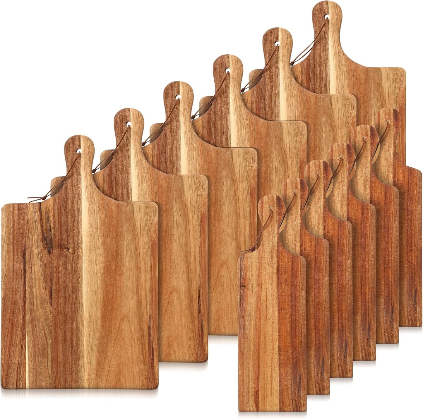 12 Pcs Wood Cutting Board Set with Handle, Chopping and Serving Boards 16x10 Inch and 16x5 Inch, Laser Engraving Ready for Wedding Gift Housewarming Gift for Dad Kitchen Supplies (Acacia)