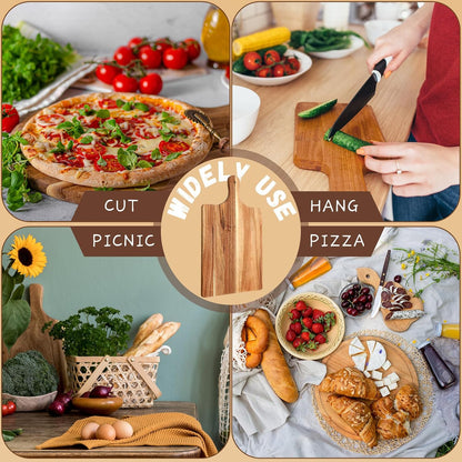 12 Pcs Wood Cutting Board Set with Handle, Chopping and Serving Boards 16x10 Inch and 16x5 Inch, Laser Engraving Ready for Wedding Gift Housewarming Gift for Dad Kitchen Supplies (Acacia)