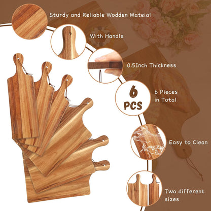 12 Pcs Wood Cutting Board Set with Handle, Chopping and Serving Boards 16x10 Inch and 16x5 Inch, Laser Engraving Ready for Wedding Gift Housewarming Gift for Dad Kitchen Supplies (Acacia)