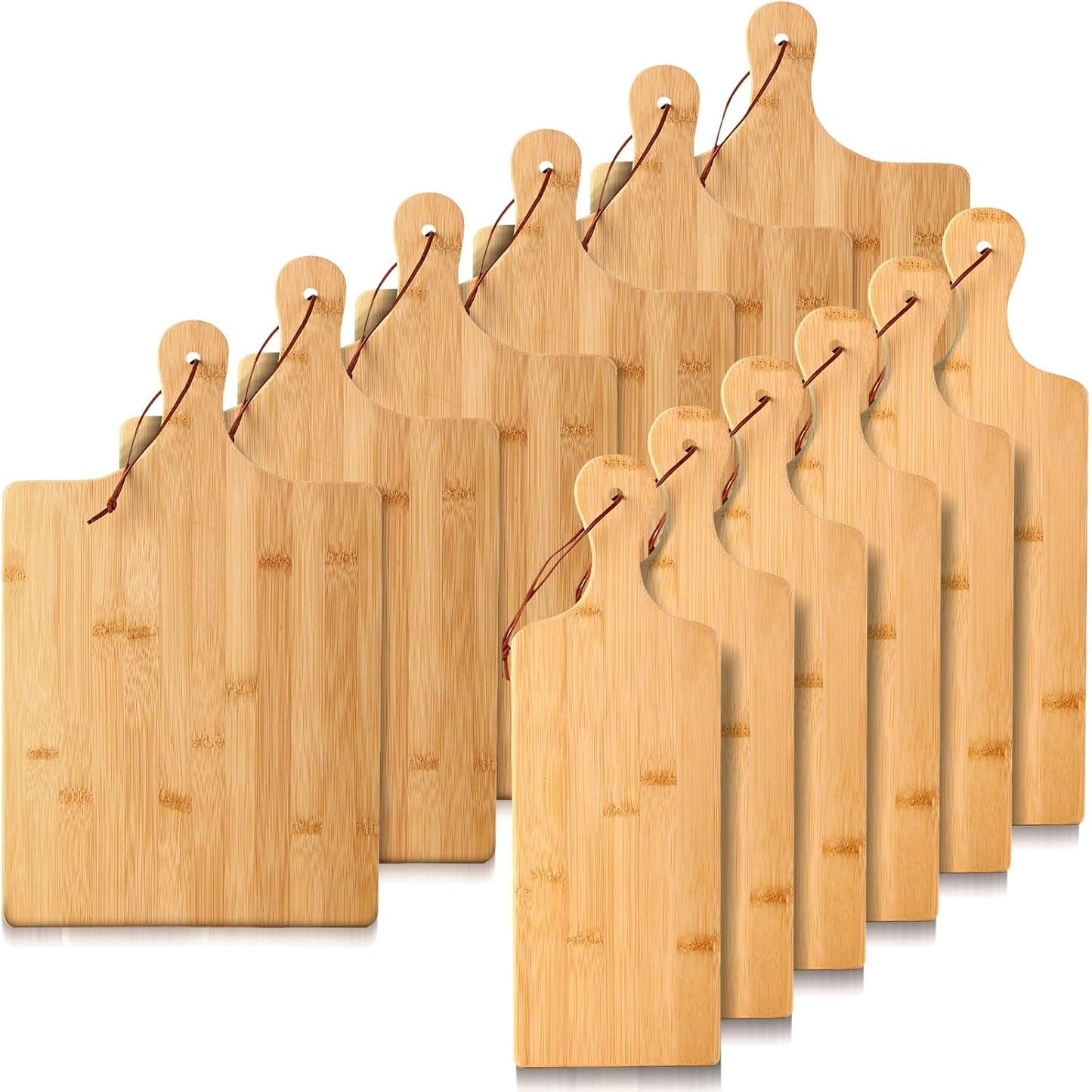12 Pcs Wood Cutting Board Set with Handle, Chopping and Serving Boards 16x10 Inch and 16x5 Inch, Laser Engraving Ready for Wedding Gift Housewarming Gift for Dad Kitchen Supplies (Acacia)