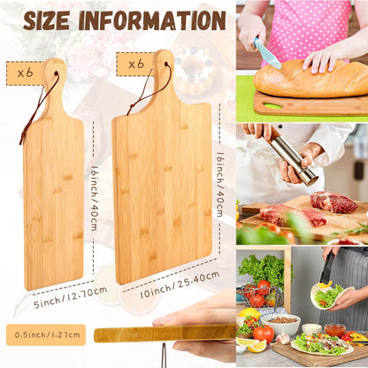 12 Pcs Wood Cutting Board Set with Handle, Chopping and Serving Boards 16x10 Inch and 16x5 Inch, Laser Engraving Ready for Wedding Gift Housewarming Gift for Dad Kitchen Supplies (Acacia)