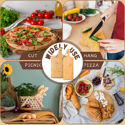12 Pcs Wood Cutting Board Set with Handle, Chopping and Serving Boards 16x10 Inch and 16x5 Inch, Laser Engraving Ready for Wedding Gift Housewarming Gift for Dad Kitchen Supplies (Acacia)