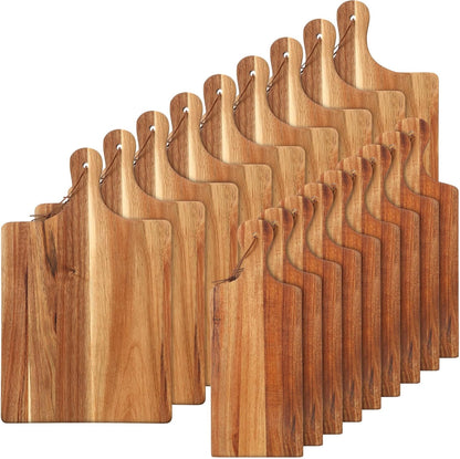12 Pcs Wood Cutting Board Set with Handle, Chopping and Serving Boards 16x10 Inch and 16x5 Inch, Laser Engraving Ready for Wedding Gift Housewarming Gift for Dad Kitchen Supplies (Acacia)