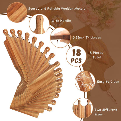 12 Pcs Wood Cutting Board Set with Handle, Chopping and Serving Boards 16x10 Inch and 16x5 Inch, Laser Engraving Ready for Wedding Gift Housewarming Gift for Dad Kitchen Supplies (Acacia)