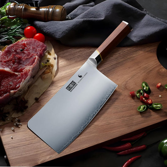 Cleaver Knife 7", Sharp Japanese Meat Cleaver & Vegetable Knife | High Carbon Steel Meat Knife, Professional Kitchen Chopping Butcher Knife for Meat Vegetable, Chinese Cleaver for Gift