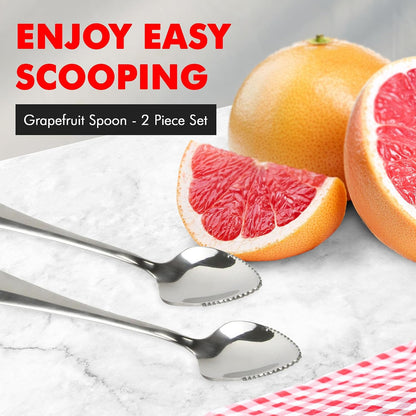 Select Serrated Grapefruit Spoon, 6.5 Inches 2 Piece Set of Grapefruit Spoons with Serrated Edge, Stainless Steel, Dishwasher-Safe