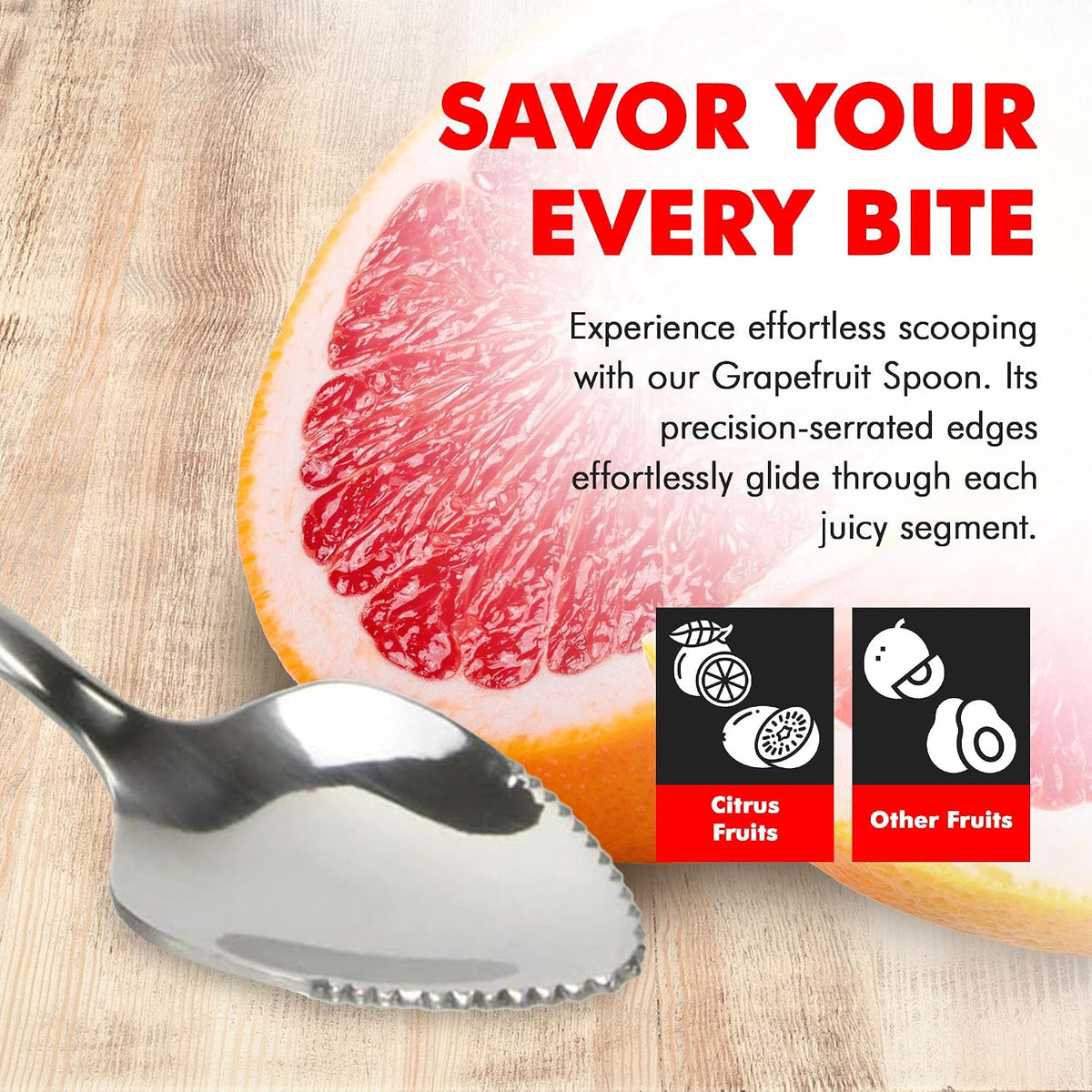 Select Serrated Grapefruit Spoon, 6.5 Inches 2 Piece Set of Grapefruit Spoons with Serrated Edge, Stainless Steel, Dishwasher-Safe