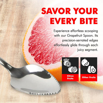 Select Serrated Grapefruit Spoon, 6.5 Inches 2 Piece Set of Grapefruit Spoons with Serrated Edge, Stainless Steel, Dishwasher-Safe