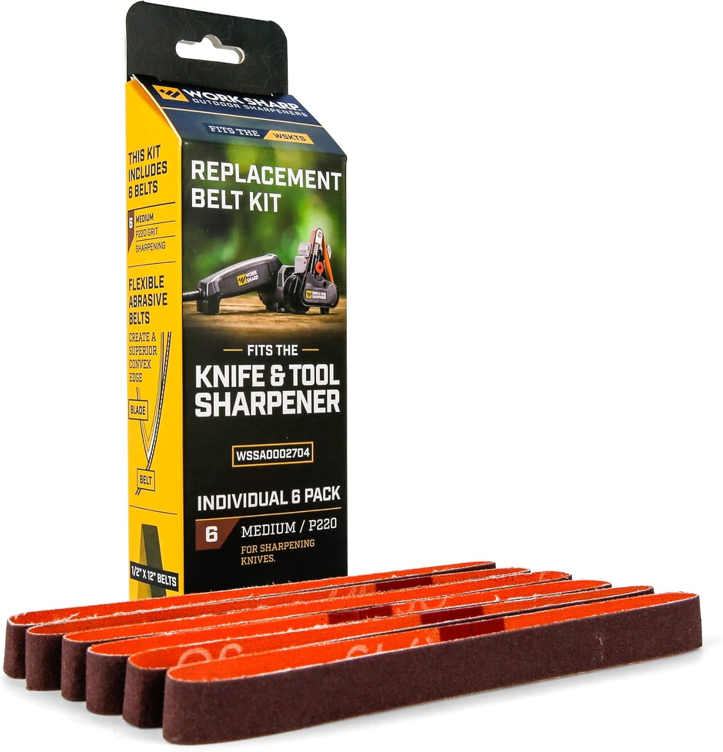 Knife & Tool Sharpener P220 Coarse Grit Replacement Belt Kit WSSA0002704 Red
