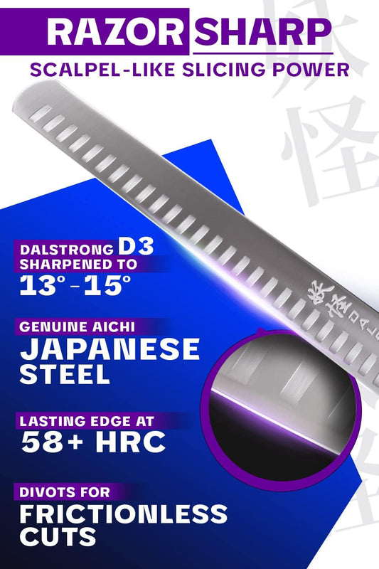 Slicing & Carving Knife - 12 inch Slicer - Phantom Series - Japanese High-Carbon AUS8 Steel - Pakkawood Handle - Kitchen Knife - Brisket Knife - Sheath Included