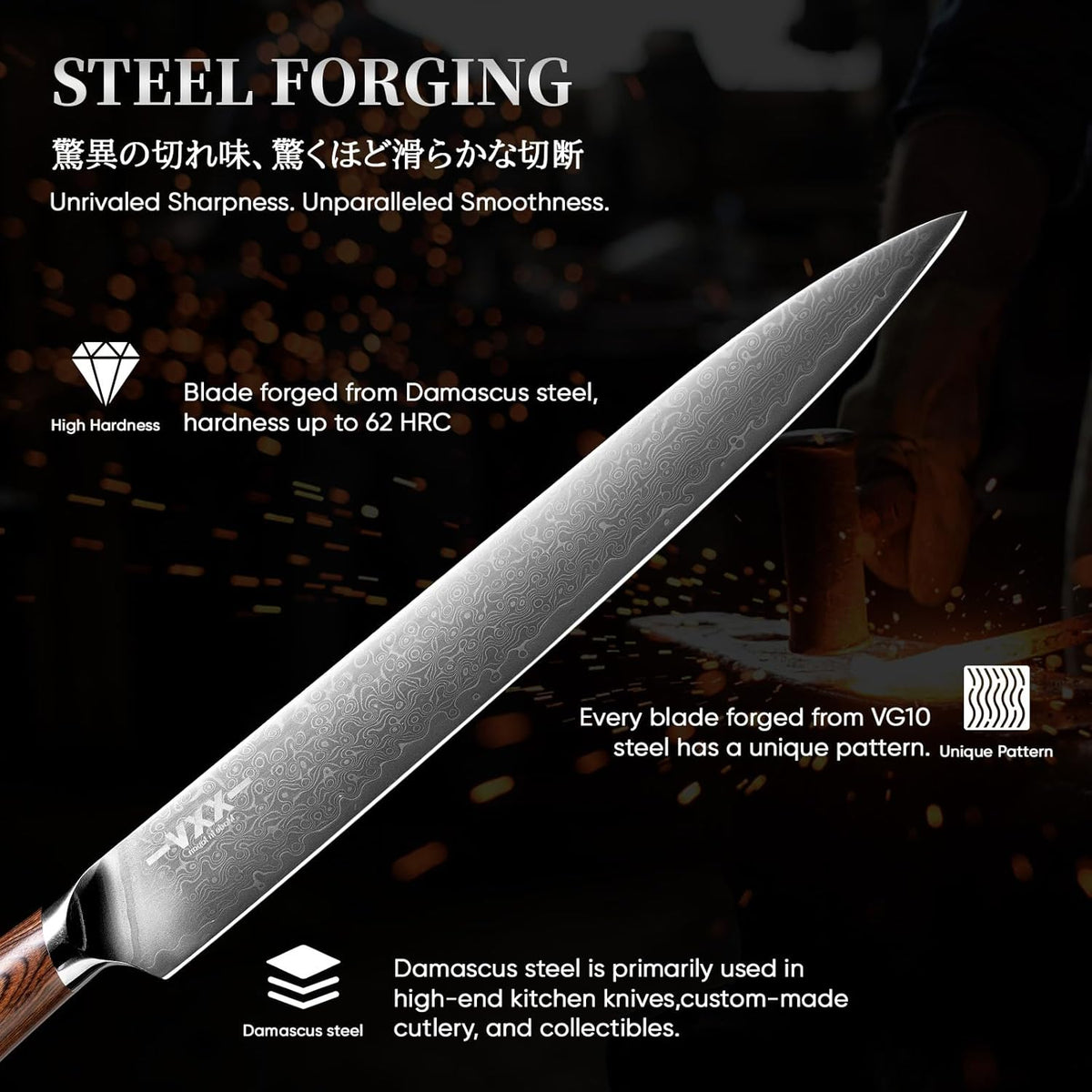 10 Inch Sashimi Knife, Steel VG10 Damascus Steel Hardness of 62 HRC Sushi Knives,Chef's Knife Knives with Sandalwood Handle for Fish Filleting yanagiknife