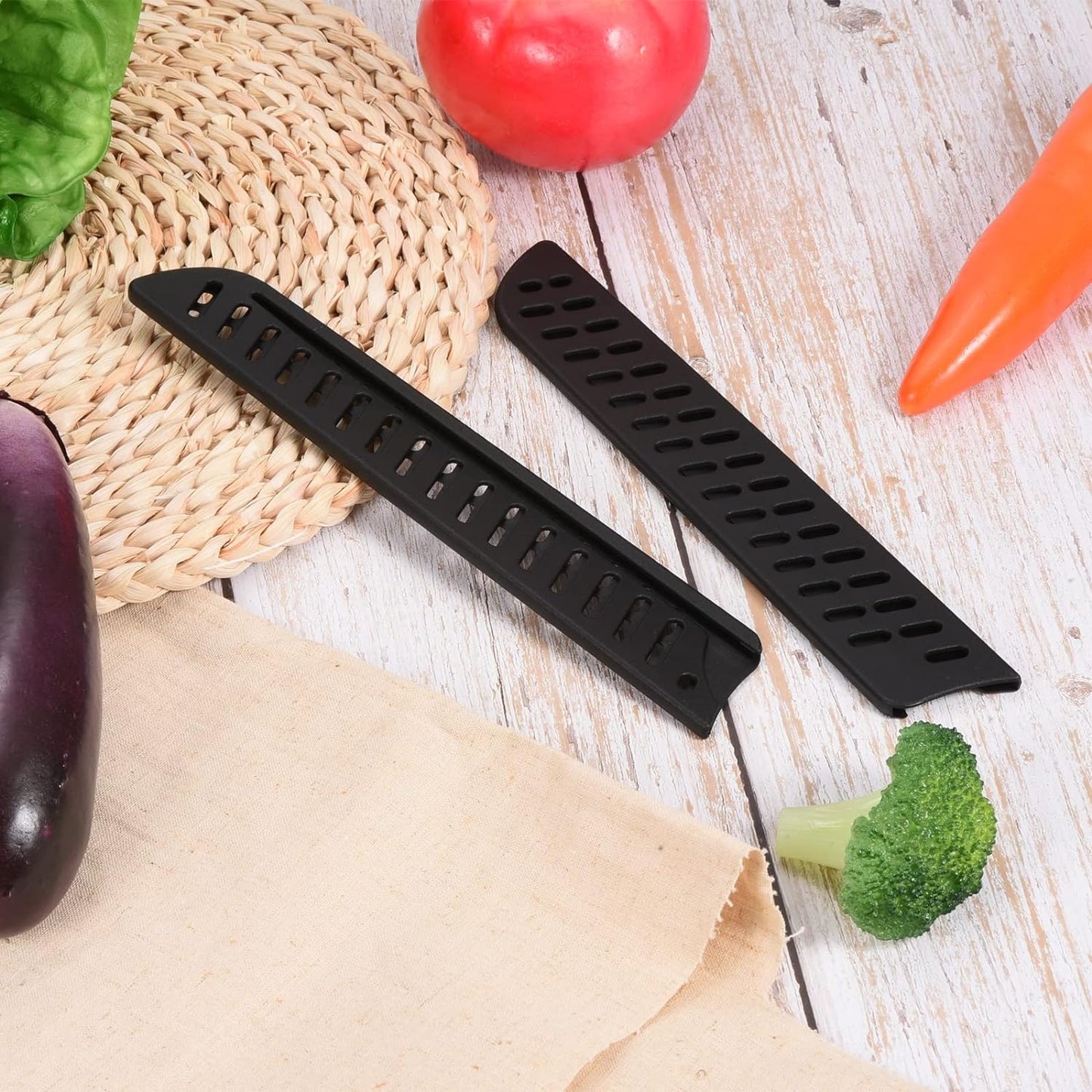 PP Safety Knife Cover Sleeves for 8" Bread Knife, 2 Pack Knives Edge Guard Blade Protector Universal Knife Sheath Portable for Kitchen, Black