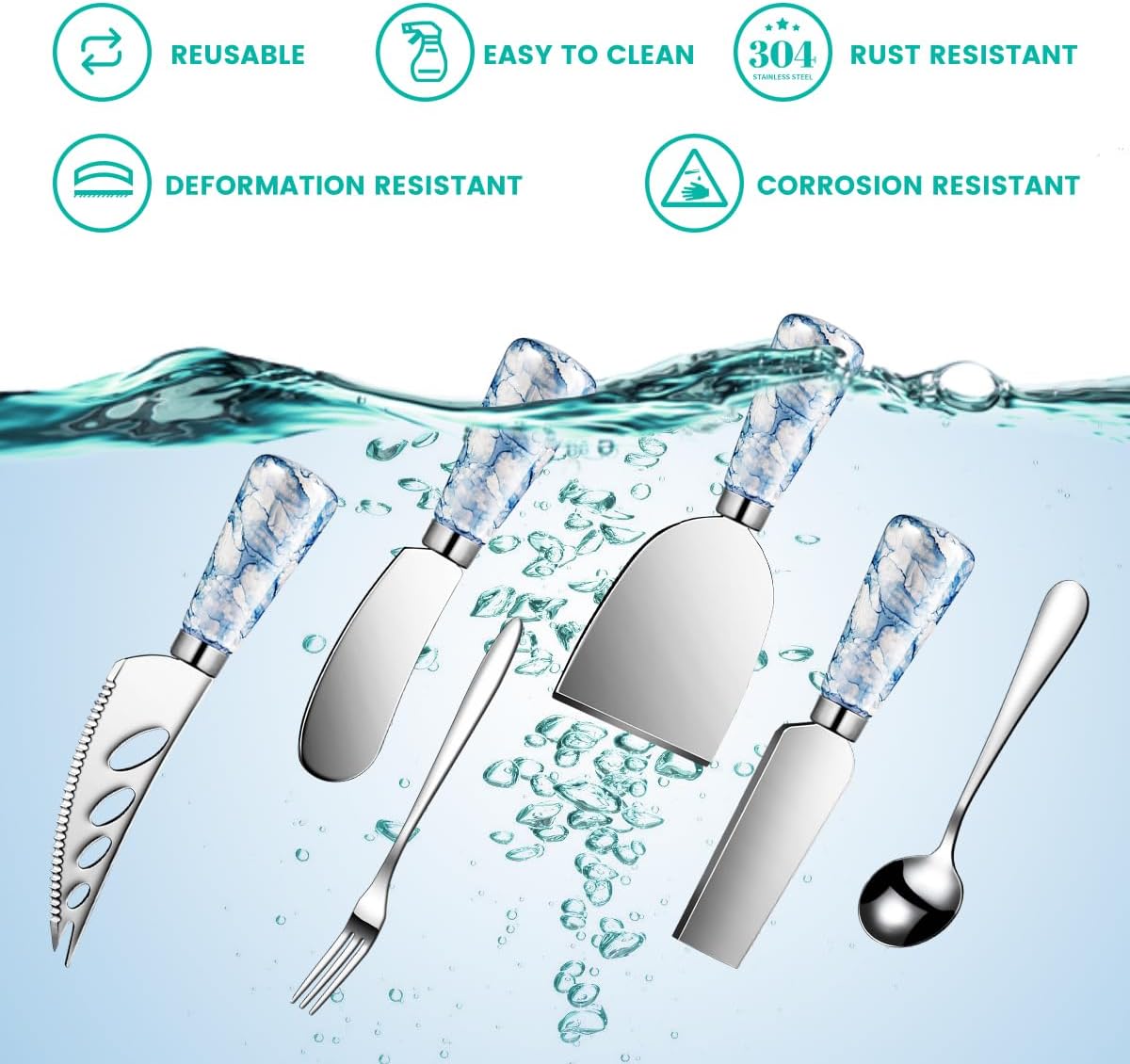 Silver Cheese Knife Set For Charcuterie Board Accessories, Stainless Steel Cheese Slicer And Butter Spreader knives Kit With Serving Tongs, Spoons, Forks, Flags Cheese Markers, Honey Dipper (23 Pack)