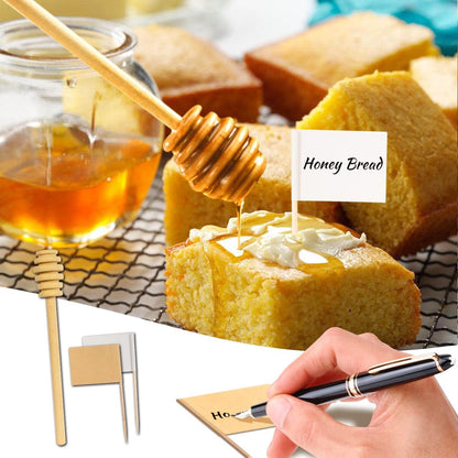 Silver Cheese Knife Set For Charcuterie Board Accessories, Stainless Steel Cheese Slicer And Butter Spreader knives Kit With Serving Tongs, Spoons, Forks, Flags Cheese Markers, Honey Dipper (23 Pack)