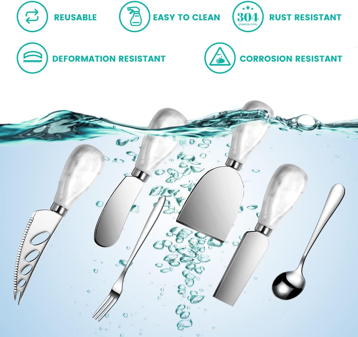 Silver Cheese Knife Set For Charcuterie Board Accessories, Stainless Steel Cheese Slicer And Butter Spreader knives Kit With Serving Tongs, Spoons, Forks, Flags Cheese Markers, Honey Dipper (23 Pack)