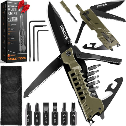 17 in 1 Multitool Knife Fire Starting Stick Bottle Opener Saw for Camping
