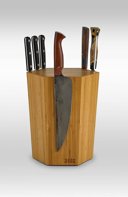 The 360KB ™ (Walnut) magnetic rotating knife block - handmade in Washington - shortest member of the 360 Knife Block ® family | 10" tall SeriousEats/Food&Wine BEST Universal Knife Block - handmade in Washington