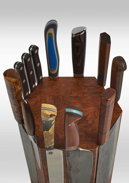 The 360KB ™ (Walnut) magnetic rotating knife block - handmade in Washington - shortest member of the 360 Knife Block ® family | 10" tall SeriousEats/Food&Wine BEST Universal Knife Block - handmade in Washington