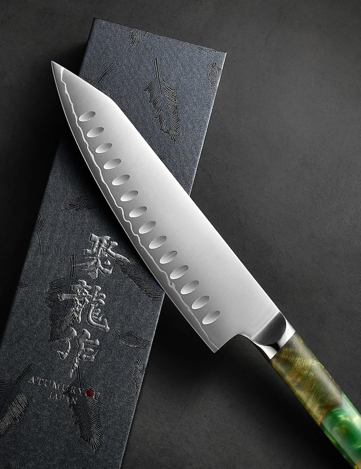 8 Inch Japanese Kiritsuke Knife, SG2 Powder Steel Core | San-Mai Construction, 64 HRC Hardness, Professional Edge Retention, Leather Sheath Included, Premium Gift Box