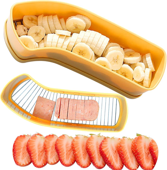 Extra Large Banana Slicer with 304 Stainless Steel Blade,Spam Slicer | Egg Cutter for Hard Boiled Eggs, Cheese Butter Cutter for Hot Dog Slicing, Multipurpose Strawberry Slicing Gadgets for Fruits