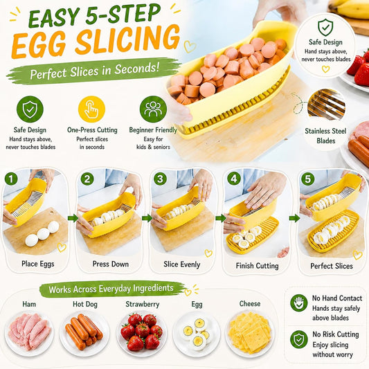 Extra Large Banana Slicer with 304 Stainless Steel Blade,Spam Slicer | Egg Cutter for Hard Boiled Eggs, Cheese Butter Cutter for Hot Dog Slicing, Multipurpose Strawberry Slicing Gadgets for Fruits