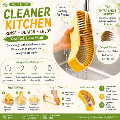 Extra Large Banana Slicer with 304 Stainless Steel Blade,Spam Slicer | Egg Cutter for Hard Boiled Eggs, Cheese Butter Cutter for Hot Dog Slicing, Multipurpose Strawberry Slicing Gadgets for Fruits