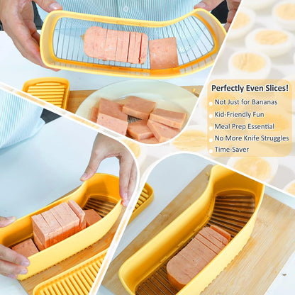 Extra Large Banana Slicer with 304 Stainless Steel Blade,Spam Slicer | Egg Cutter for Hard Boiled Eggs, Cheese Butter Cutter for Hot Dog Slicing, Multipurpose Strawberry Slicing Gadgets for Fruits