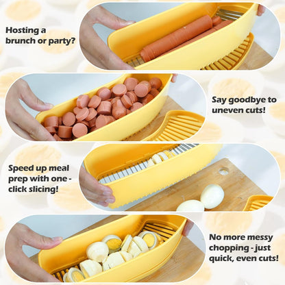 Extra Large Banana Slicer with 304 Stainless Steel Blade,Spam Slicer | Egg Cutter for Hard Boiled Eggs, Cheese Butter Cutter for Hot Dog Slicing, Multipurpose Strawberry Slicing Gadgets for Fruits
