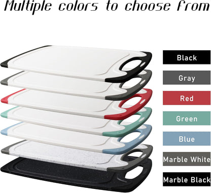 Large-Small Marble Cutting Boards Set of 3, Non Slip, Dishwasher Safe (Black)