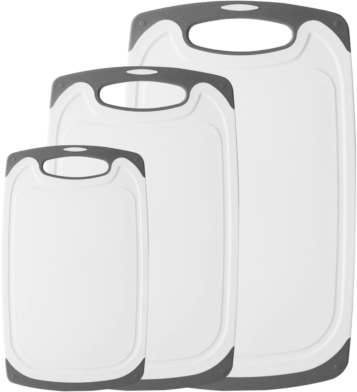 Large-Small Marble Cutting Boards Set of 3, Non Slip, Dishwasher Safe (Black)