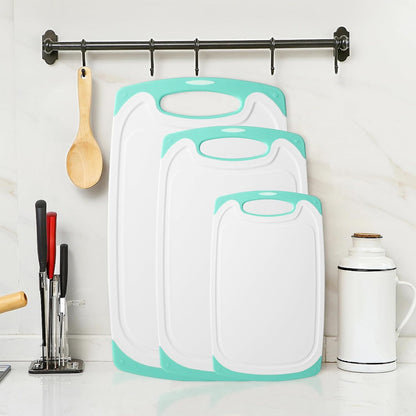 Large-Small Marble Cutting Boards Set of 3, Non Slip, Dishwasher Safe (Black)