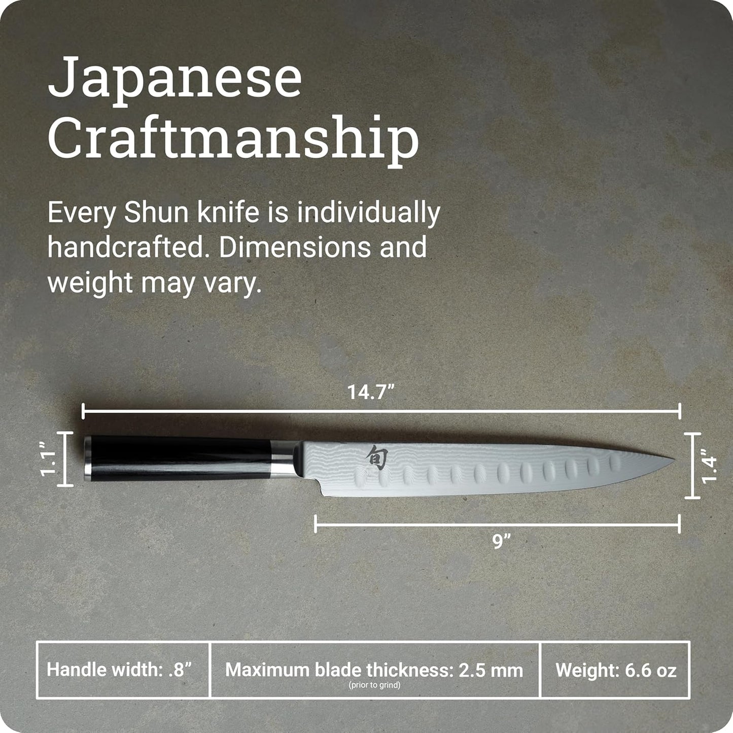 Classic 9" Hollow Ground Slicing Knife, Handcrafted Japanese Meat Slicing Knife, Long and Thin Blade, VG-MAX Core with Damascus Stainless Steel Cladding, Pakkawood Handle
