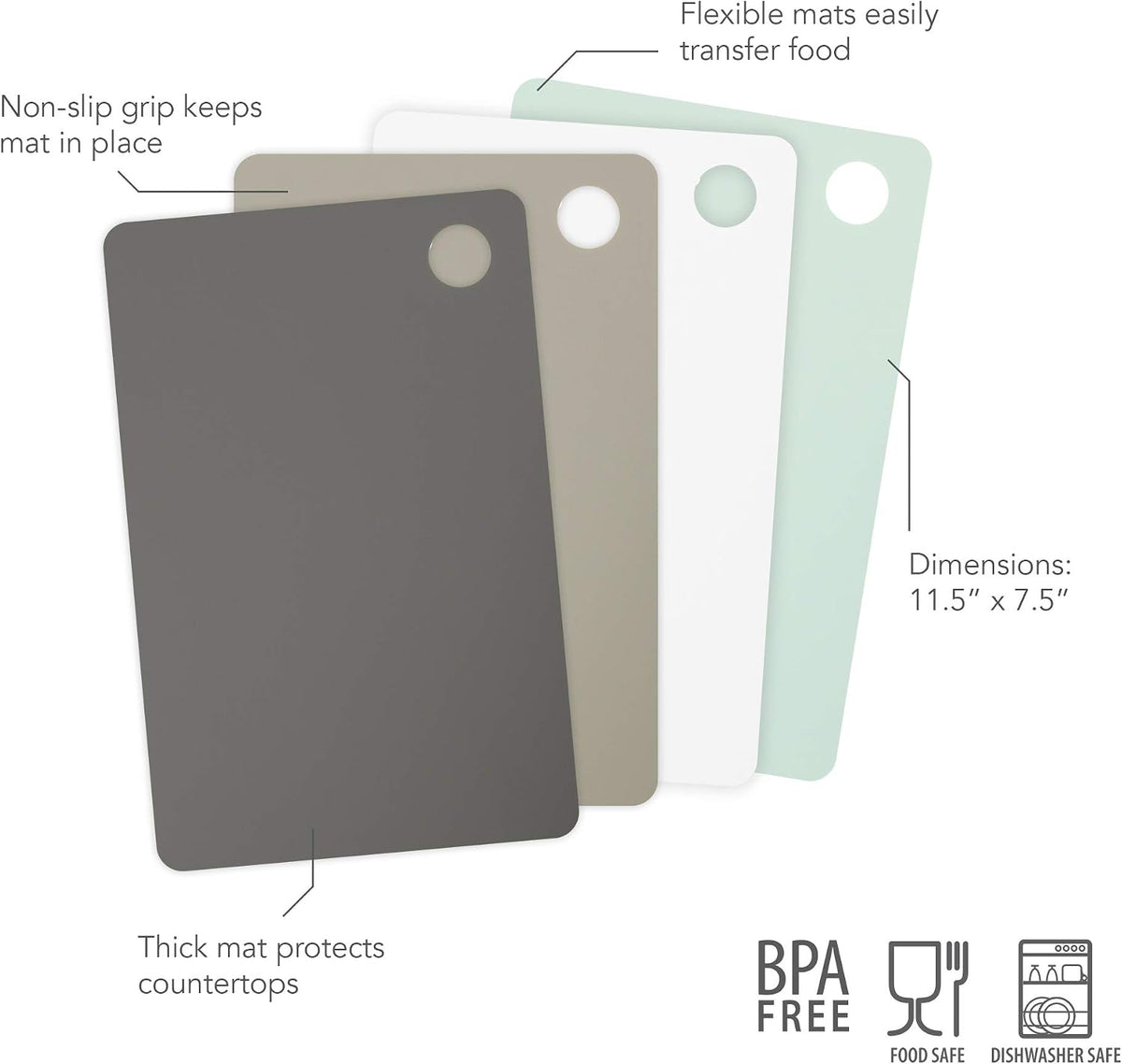Small Flexible Cutting Mats Set of 4 Chopping Boards for Meal Prep Cut Slice Dice Fruits Veggies & Meats, Easy Clean Dishwasher Safe Small Nylon Cutting Board Kitchen Mat Set, 11.5" L X 7.5" W