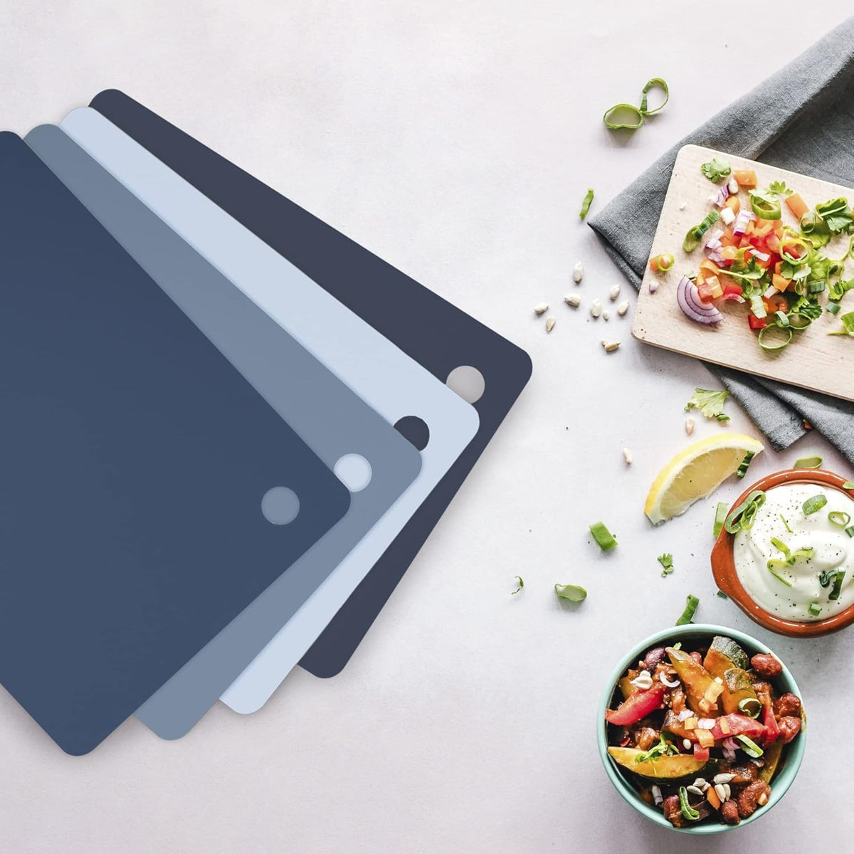 Small Flexible Cutting Mats Set of 4 Chopping Boards for Meal Prep Cut Slice Dice Fruits Veggies & Meats, Easy Clean Dishwasher Safe Small Nylon Cutting Board Kitchen Mat Set, 11.5" L X 7.5" W