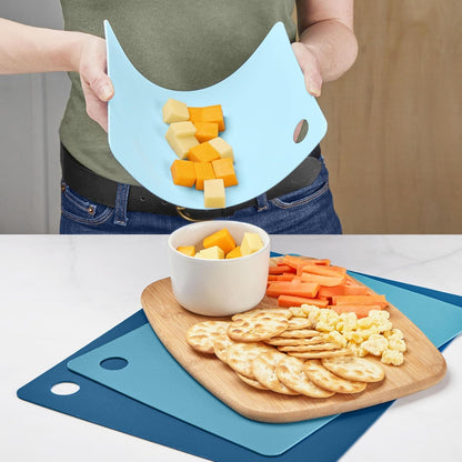 Small Flexible Cutting Mats Set of 4 Chopping Boards for Meal Prep Cut Slice Dice Fruits Veggies & Meats, Easy Clean Dishwasher Safe Small Nylon Cutting Board Kitchen Mat Set, 11.5" L X 7.5" W