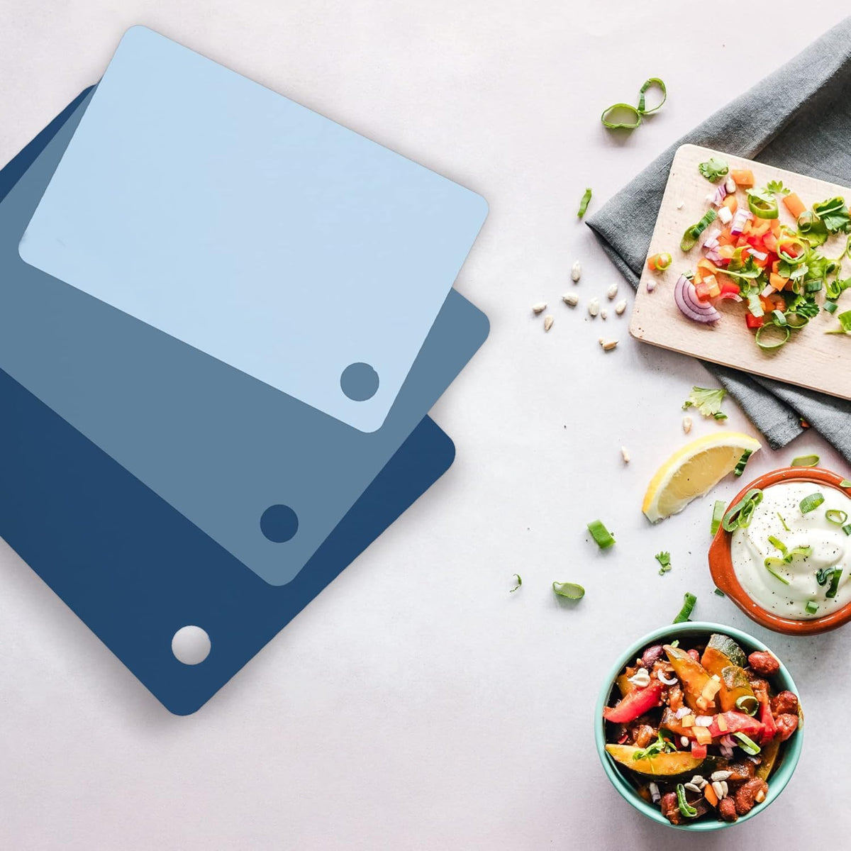 Small Flexible Cutting Mats Set of 4 Chopping Boards for Meal Prep Cut Slice Dice Fruits Veggies & Meats, Easy Clean Dishwasher Safe Small Nylon Cutting Board Kitchen Mat Set, 11.5" L X 7.5" W