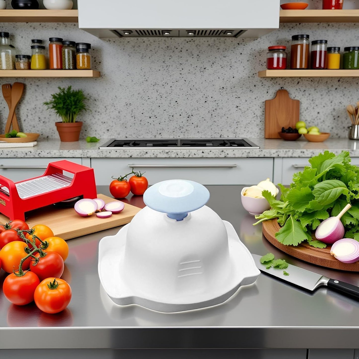 Blue Food Safety Holder for Mandolin Slicer or Grater,Finger Anti-Cut Protectors for Vegetable Grater, Food Slicer Cutter Finger Guard for Mandoline Cutting for Kitchen and Dining