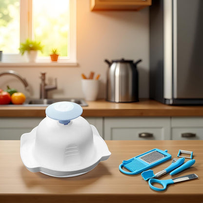 Blue Food Safety Holder for Mandolin Slicer or Grater,Finger Anti-Cut Protectors for Vegetable Grater, Food Slicer Cutter Finger Guard for Mandoline Cutting for Kitchen and Dining