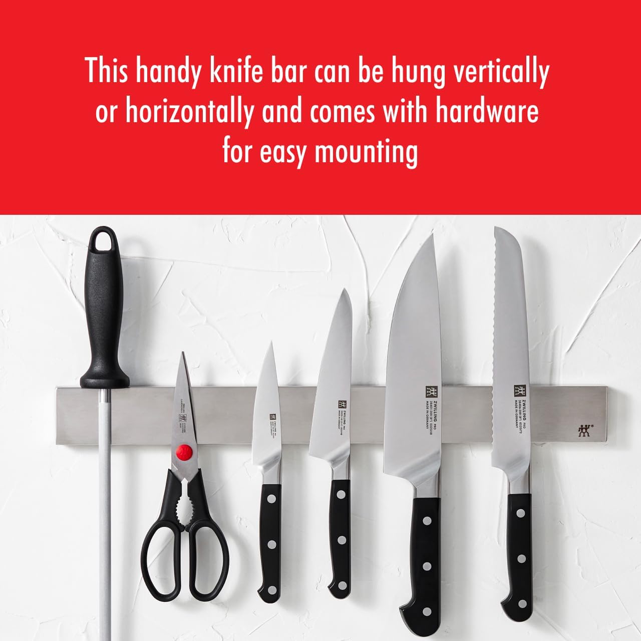 Pro 7-pc Knife Set w 17.5" Stainless Magnetic Knife Bar
