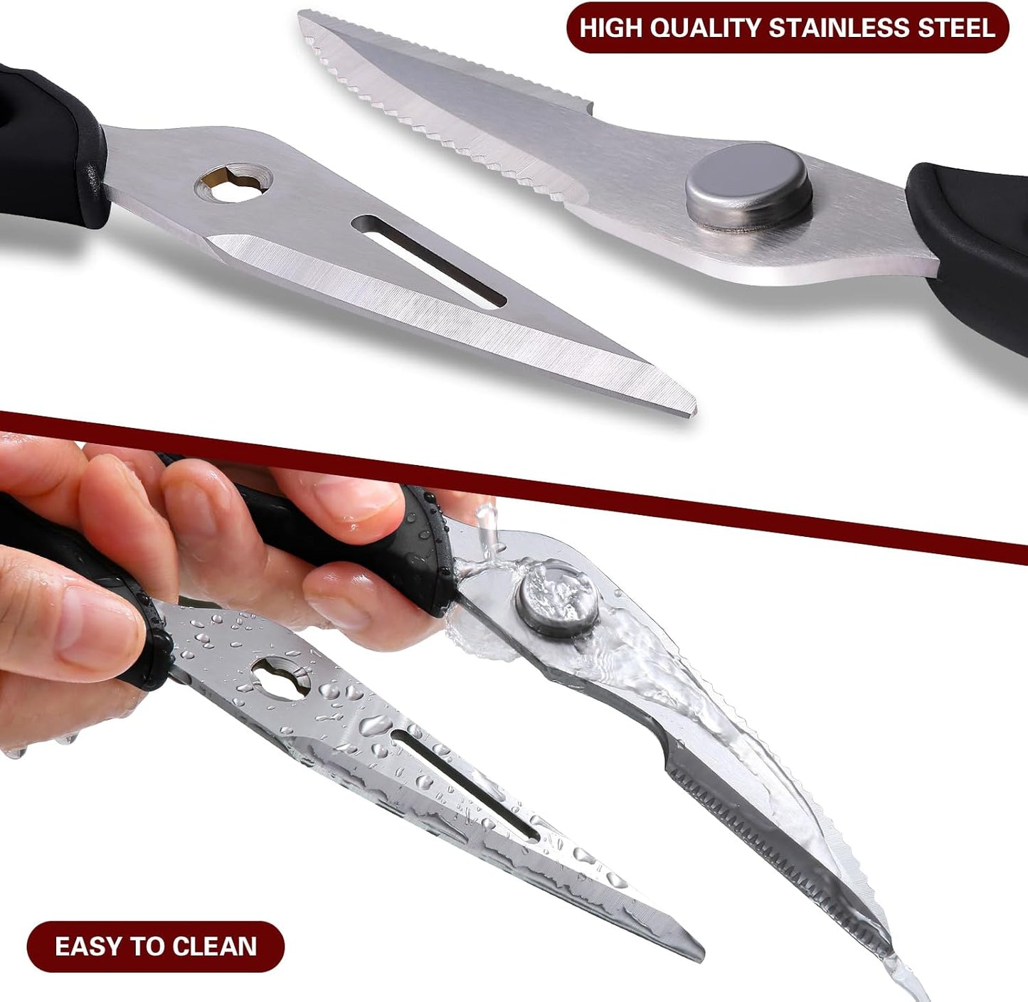 Come Apart Kitchen Scissors for Food, All Purpose Kitchen Shears (Grey) | Easy to Clean, Detachable Blade, Comfort Grip, Multi Functional Cooking Scissors for Meat, Poultry, Fish