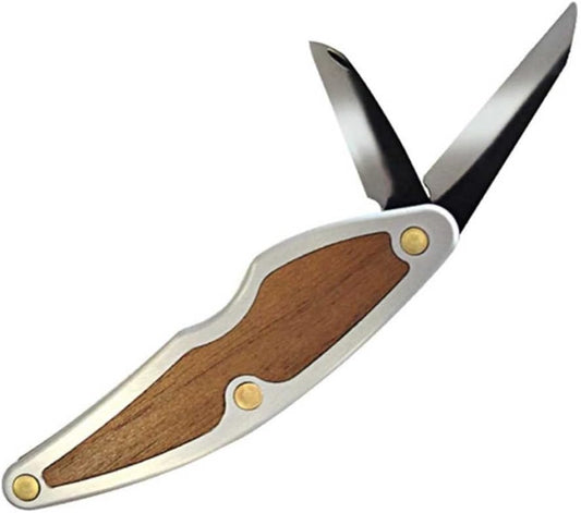 Whittlin' Jack (JKN88) 2-Blade Pocket Carving Knife, High-Carbon Steel (1.5″ Detail + 2″ Roughing), Aluminum & Wood Handle, 3 oz, 4.25″ Closed, Made in USA