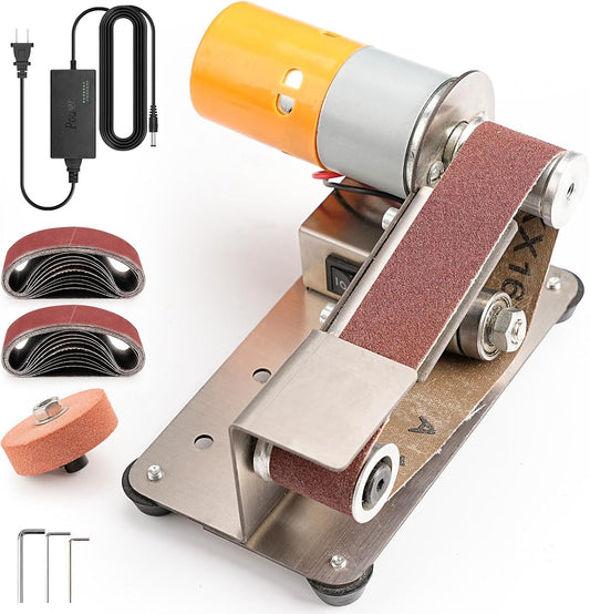 SI FANG Electric Mini Belt-Sander Knife Sharpener, 7 Speeds Portable Bench Grinder Sanding Machine, DIY Tool for Knife Sharpening, Metal Wood Working, Crafts